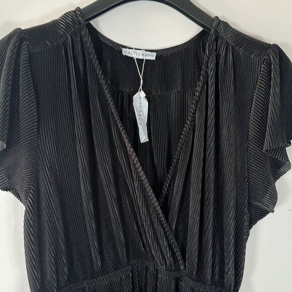 Baltic Born Athena Pleated V-Neck Maxi Short Sleeve Dress Womens XXL Whimsigoth - Picture 1 of 10